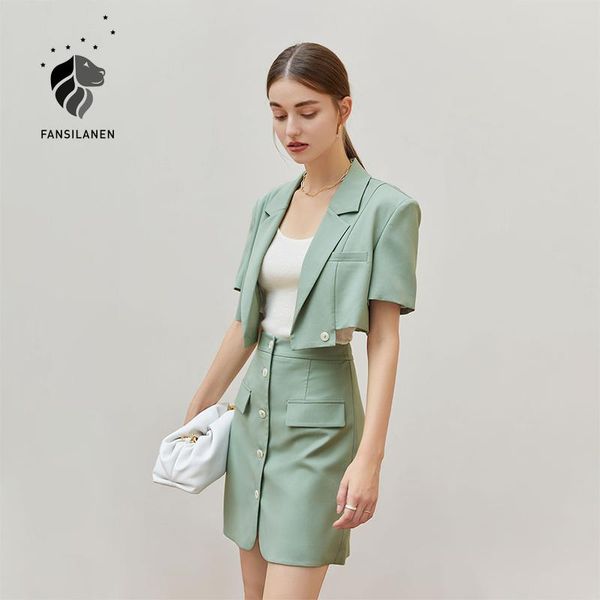 women's tracksuits fansilanen office lady suit green half-length skirt two-piece summer fashion age reduction 2021 polyester women, Gray
women's tracksuits fansilanen office lady suit green half-length skirt two-piece summer fashion age reduction 2021 polyester women, Gray