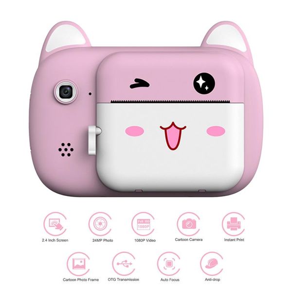 kids digital camera cute cartoon instant print 24mp 1080p video 2.4" hd screen with paper for children gift cameras
kids digital camera cute cartoon instant print 24mp 1080p video 2.4" hd screen with paper for children gift cameras