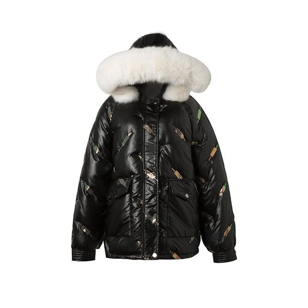 women's down & parkas bright face big fur collar cotton coat 2021 winter style loose temperament thickened bread women, Black
women's down & parkas bright face big fur collar cotton coat 2021 winter style loose temperament thickened bread women, Black