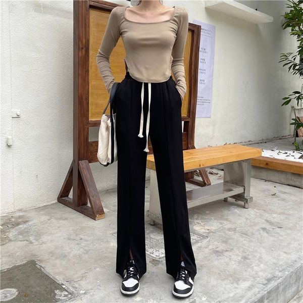 women's pants & capris 2021 autumn large size high waist casual slit wide leg for plump girls, Black;white
women's pants & capris 2021 autumn large size high waist casual slit wide leg for plump girls, Black;white