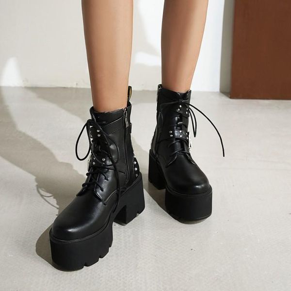 boots thick heels short women's high soled in autumn and winter 2021 british round head waterproof, Black
boots thick heels short women's high soled in autumn and winter 2021 british round head waterproof, Black