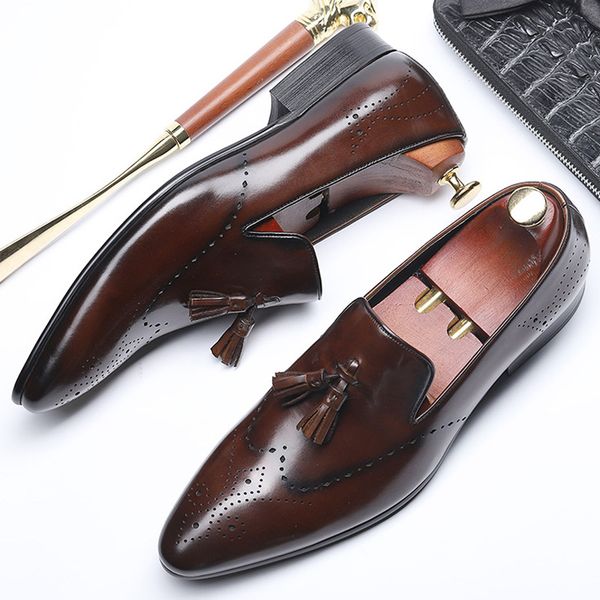 new luxury tassels mens pointed toe dress shoes wedding genuine leather oxford shoes casual loafers business formal shoes men, Black
new luxury tassels mens pointed toe dress shoes wedding genuine leather oxford shoes casual loafers business formal shoes men, Black
