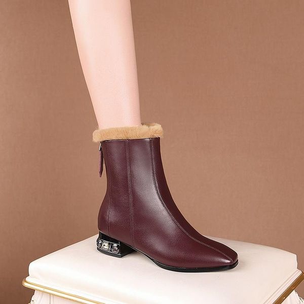 boots 2021 winter women fashion casual snow lamb hair warm leather zipper short claret size 34-42, Black
boots 2021 winter women fashion casual snow lamb hair warm leather zipper short claret size 34-42, Black