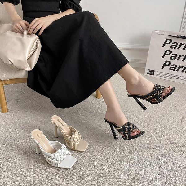 slippers shoes woman 2021 square toe female luxury slides heeled mules designer soft high summer thin scandals rome pu rubbe, Black
slippers shoes woman 2021 square toe female luxury slides heeled mules designer soft high summer thin scandals rome pu rubbe, Black