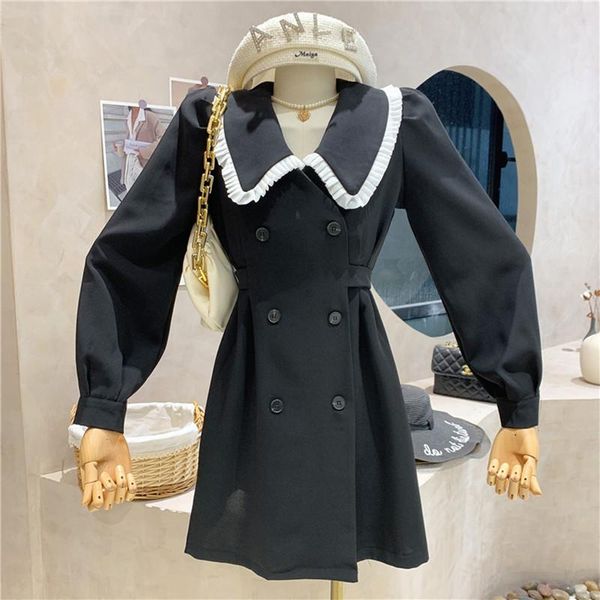 casual dresses niche design women's clothing 2021 autumn temperament lace doll neck double breasted slim blazer dress, Black;gray
casual dresses niche design women's clothing 2021 autumn temperament lace doll neck double breasted slim blazer dress, Black;gray