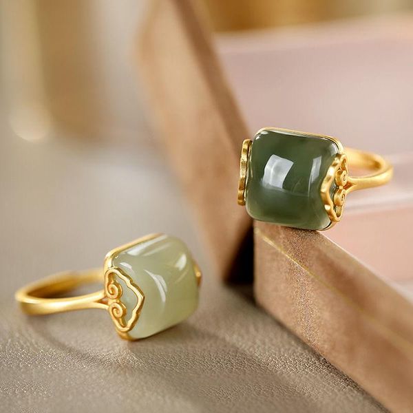 cluster rings 925 sterling silver natural hetian jade ring, simple ethnic style adjustable gem women's high jewelry gift, Golden;silver
cluster rings 925 sterling silver natural hetian jade ring, simple ethnic style adjustable gem women's high jewelry gift, Golden;silver