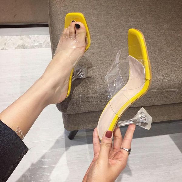slippers summer fashion crystal heel women shoes transparent pvc sandals square toe high heels slide sandalias mujer, Black
slippers summer fashion crystal heel women shoes transparent pvc sandals square toe high heels slide sandalias mujer, Black