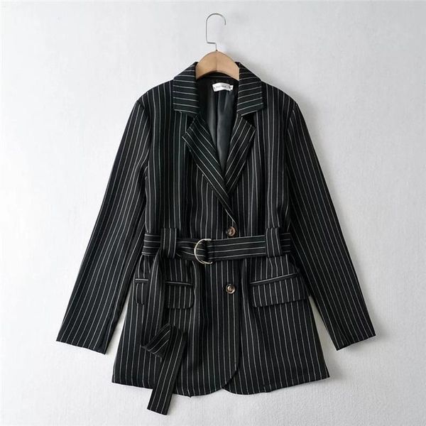 women's suits & blazers 2021 short striped blazer with belt women slim chic casual office autumn fashion sweet commute lady suit, White;black
women's suits & blazers 2021 short striped blazer with belt women slim chic casual office autumn fashion sweet commute lady suit, White;black