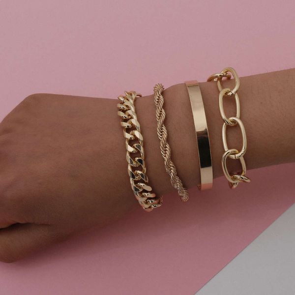 ,bracelet jewelry personalized street racket set hand decoration exaggerated thread twist alloy bracelet for women, Golden;silver
,bracelet jewelry personalized street racket set hand decoration exaggerated thread twist alloy bracelet for women, Golden;silver