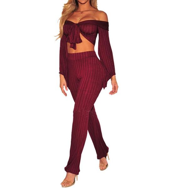 women's suits & blazers cotton knitted autumn women casual 2 piece set solid bow-tie strapless long sleeve cropped + trousers outf, White;black
women's suits & blazers cotton knitted autumn women casual 2 piece set solid bow-tie strapless long sleeve cropped + trousers outf, White;black