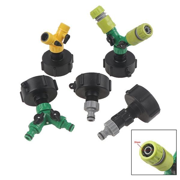 watering equipments 60mm thread with 1/2" 3/4" y shaped quick valved connector ibc tank adapter tap replacement valve fitting