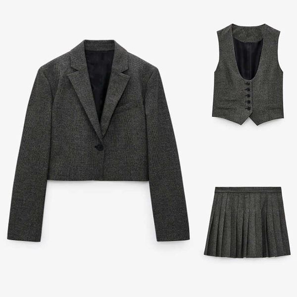 za long sleeve leisure styles women casual high waist short suit with pleated skirt and vest coat ladies blazers 3 piece set 210602, White
za long sleeve leisure styles women casual high waist short suit with pleated skirt and vest coat ladies blazers 3 piece set 210602, White