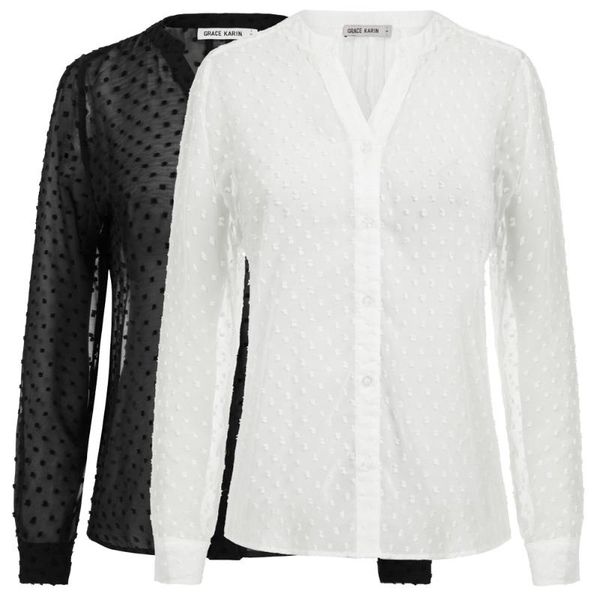 casual shirts women semi see-through chiffon shirt long raglan sleeves v-neck blouse polka dot summer ladies women's blouses &, White
casual shirts women semi see-through chiffon shirt long raglan sleeves v-neck blouse polka dot summer ladies women's blouses &, White