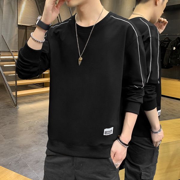 men's round neck sweater brand trend handsome upper cloth fashion with long sve t-shirt and autumn bottom shirt, White;black
men's round neck sweater brand trend handsome upper cloth fashion with long sve t-shirt and autumn bottom shirt, White;black