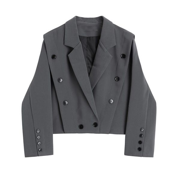women's suits & blazers vintage grey cropped women 2021 fashion streetwear deep v neck long sleeve jacket oversized outwear top, White;black
women's suits & blazers vintage grey cropped women 2021 fashion streetwear deep v neck long sleeve jacket oversized outwear top, White;black