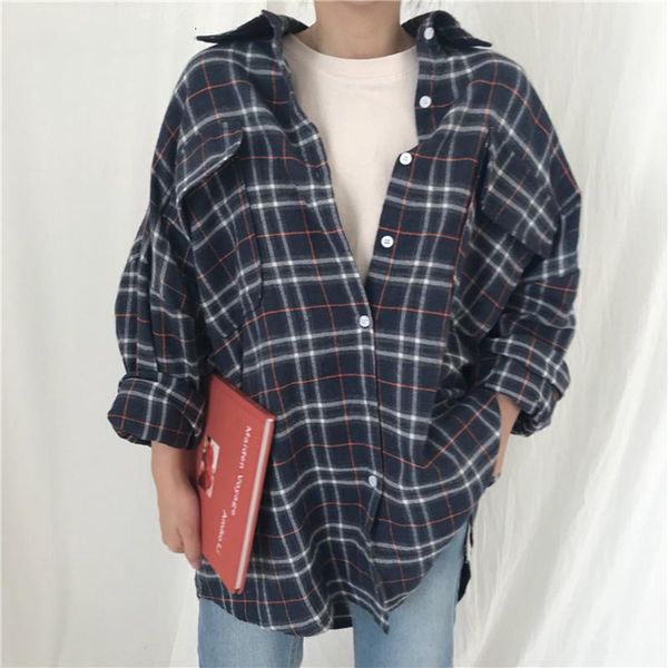 women's blouses & shirts women turn-down collar plaid retro korean leisure daily shirt soft large size clothing full sleeve button blou, White
women's blouses & shirts women turn-down collar plaid retro korean leisure daily shirt soft large size clothing full sleeve button blou, White