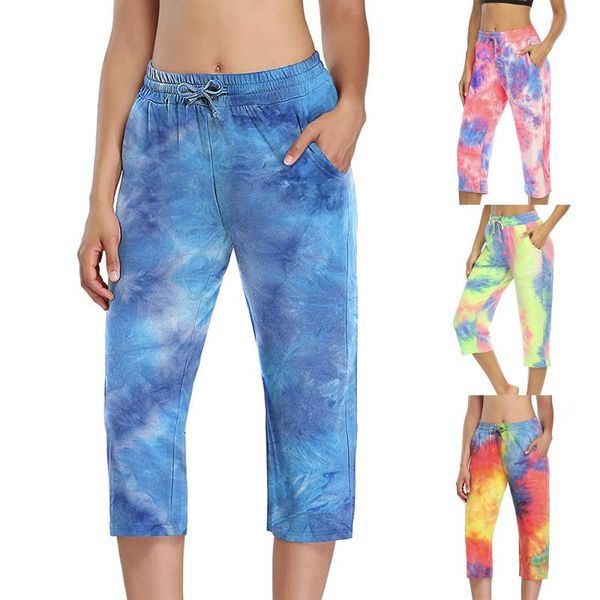 yoga outfit women legging tie dye gym exercise high waist fitness elasticity running athletic trousers push up pants