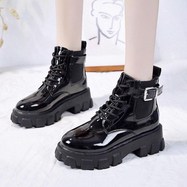 boots women shoes winter ankle platform shoe female women's punk cool booties leather lace up luxury designer botas, Black
boots women shoes winter ankle platform shoe female women's punk cool booties leather lace up luxury designer botas, Black