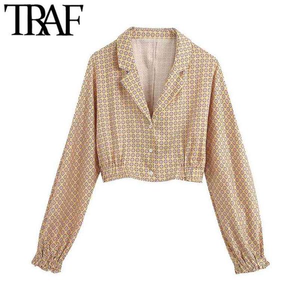 women fashion geometric print cropped blouses vintage lapel collar long sleeve female shirts blusas chic 210507, White
women fashion geometric print cropped blouses vintage lapel collar long sleeve female shirts blusas chic 210507, White