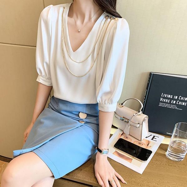 women's blouses & shirts chiffon shirt design sense minority short sleeve temperament 2021 high-end foreign style v-neck summer dress, White
women's blouses & shirts chiffon shirt design sense minority short sleeve temperament 2021 high-end foreign style v-neck summer dress, White