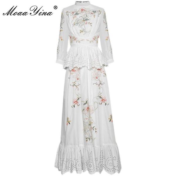 moaayina fashion designer dress spring autumn women's stand collar flowers embroidery hollow out ruffles maxi dresses casual, Black;gray
moaayina fashion designer dress spring autumn women's stand collar flowers embroidery hollow out ruffles maxi dresses casual, Black;gray