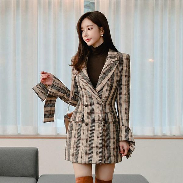 women's wool & blends women print plaid woolen coat warm ladies spring winter casual elegant overcoat long sleeve turn-down collar outw, Black
women's wool & blends women print plaid woolen coat warm ladies spring winter casual elegant overcoat long sleeve turn-down collar outw, Black