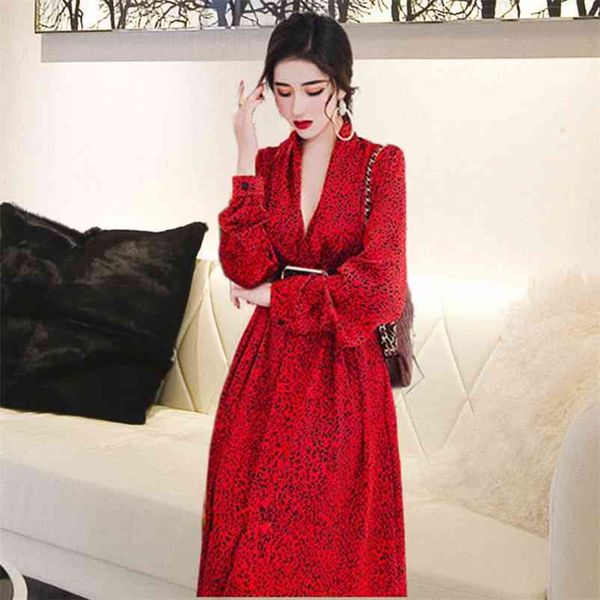 v-neck leopard print dress lace-up long sleeve retro over the knee and ankle belt 210603, Black;gray
v-neck leopard print dress lace-up long sleeve retro over the knee and ankle belt 210603, Black;gray