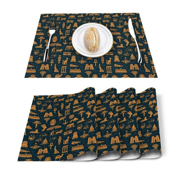 table runner 4/6pcs texture egypt animal pattern kitchen placemat set dining mats cotton linen pad bowl cup mat home decor
table runner 4/6pcs texture egypt animal pattern kitchen placemat set dining mats cotton linen pad bowl cup mat home decor