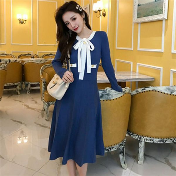 casual dresses winter elegant knitted lace up bow women dress long sleeve pleated slim waist office lady vestidos clothes, Black;gray
casual dresses winter elegant knitted lace up bow women dress long sleeve pleated slim waist office lady vestidos clothes, Black;gray