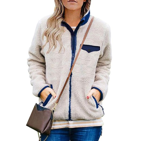 women's wool & blends long sleeve full zip sherpa patchwork fleece coat with zipper pockets korean style streetwear winter autumn 6, Black
women's wool & blends long sleeve full zip sherpa patchwork fleece coat with zipper pockets korean style streetwear winter autumn 6, Black
