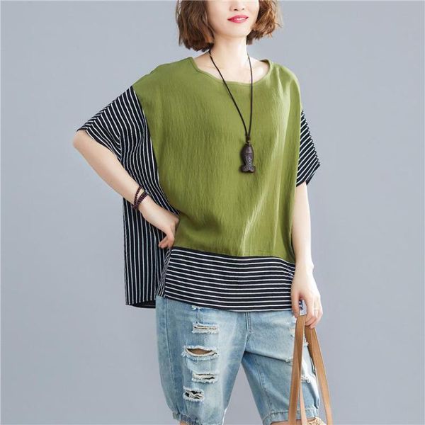 johnature loose leisure patchwork striped o-neck short sleeve pullover t-shirts summer simple comfortable women 210521, White
johnature loose leisure patchwork striped o-neck short sleeve pullover t-shirts summer simple comfortable women 210521, White