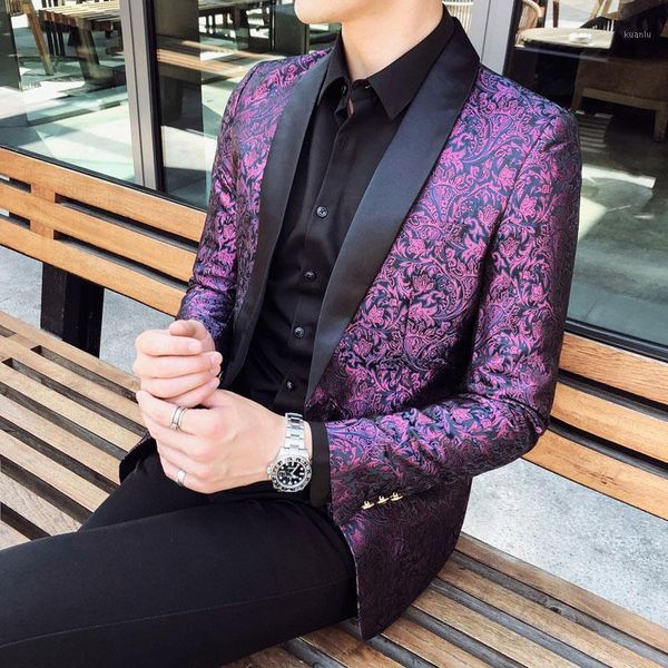 men's suit blazer 2021 autumn fashion purple floral printing casual slim groom party wedding tuxedo single breasted men jacket suits &, White;black
men's suit blazer 2021 autumn fashion purple floral printing casual slim groom party wedding tuxedo single breasted men jacket suits &, White;black