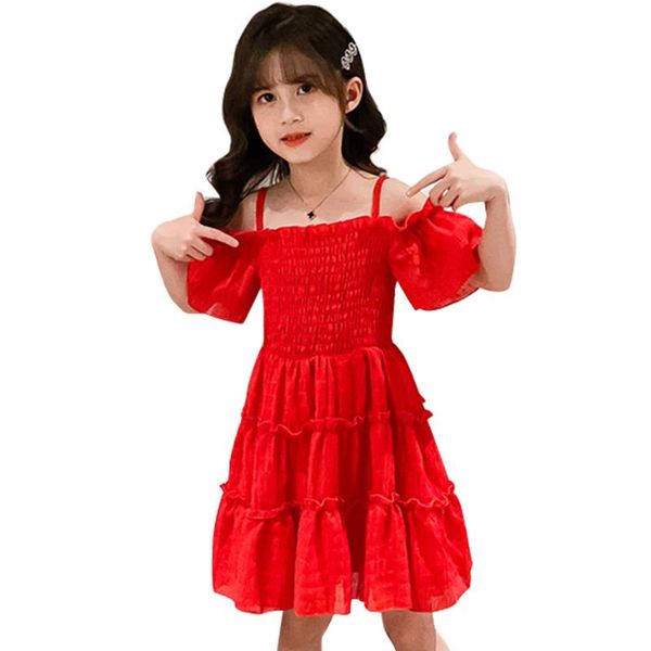 girl's dresses girl dress solid color kids party for girls summer children casual style clothes 6 8 10 12 14, Red;yellow
girl's dresses girl dress solid color kids party for girls summer children casual style clothes 6 8 10 12 14, Red;yellow