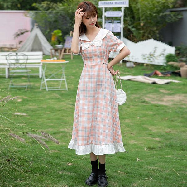 casual dresses short sleeve summer women preppy style cute bow collar back lace-up waisted ruffle long midi es plaid 6fs8, Black;gray
casual dresses short sleeve summer women preppy style cute bow collar back lace-up waisted ruffle long midi es plaid 6fs8, Black;gray