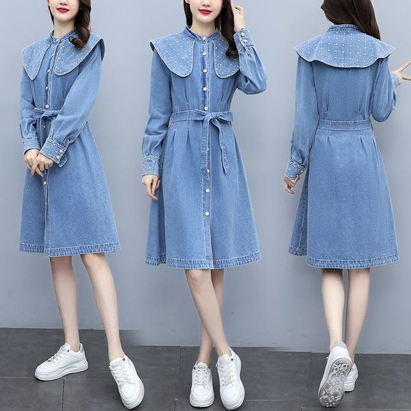 casual dresses multiflorakorean denim dress women rhinestone lapel sweet pleated slim waist belted midi single breasted elegant party r, Black;gray
casual dresses multiflorakorean denim dress women rhinestone lapel sweet pleated slim waist belted midi single breasted elegant party r, Black;gray