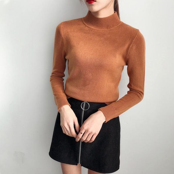 women's sweaters 2021 spring and autumn elasticity long-sleeved turtleneck shirts half-high collar loose sweater female, White;black
women's sweaters 2021 spring and autumn elasticity long-sleeved turtleneck shirts half-high collar loose sweater female, White;black