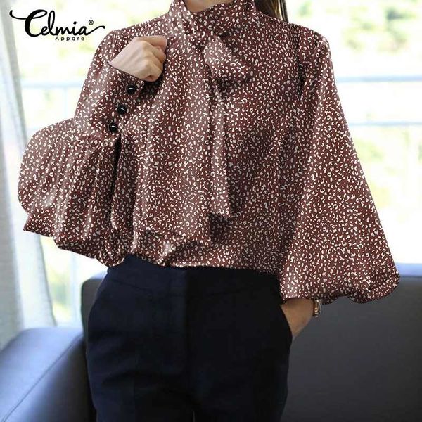 jacket celmia women elegant lantern sleeve blouses 2021 fashion ol bow tie casual lady printed shirt high collor work blusas 5xl 7, Black;brown
jacket celmia women elegant lantern sleeve blouses 2021 fashion ol bow tie casual lady printed shirt high collor work blusas 5xl 7, Black;brown