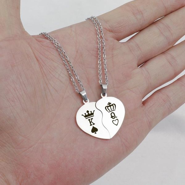 pendant necklaces 1 pair fashion heart couple necklace stainless steel crown king queen for women men love valentine's day gift, Silver
pendant necklaces 1 pair fashion heart couple necklace stainless steel crown king queen for women men love valentine's day gift, Silver