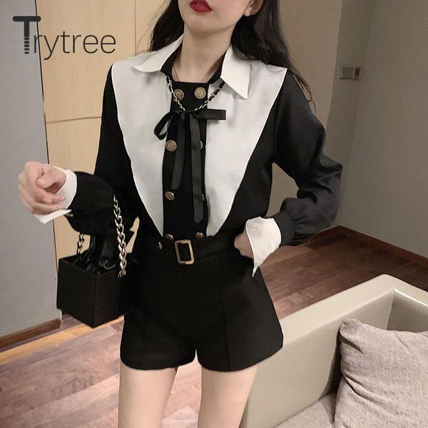 two piece dress trytree 2021 spring set casual turn-down collar patchwork button blouse + short belt fashion 2, White
two piece dress trytree 2021 spring set casual turn-down collar patchwork button blouse + short belt fashion 2, White