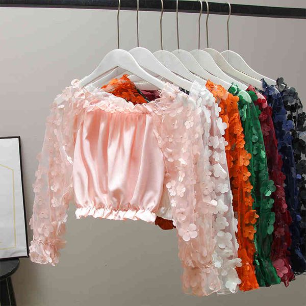 Sweet Top Spring Korean Flower Mesh Stitching Flared Sleeves One-shoulder Solid Versatile Female Short Shirt, White
Sweet Top Spring Korean Flower Mesh Stitching Flared Sleeves One-shoulder Solid Versatile Female Short Shirt, White