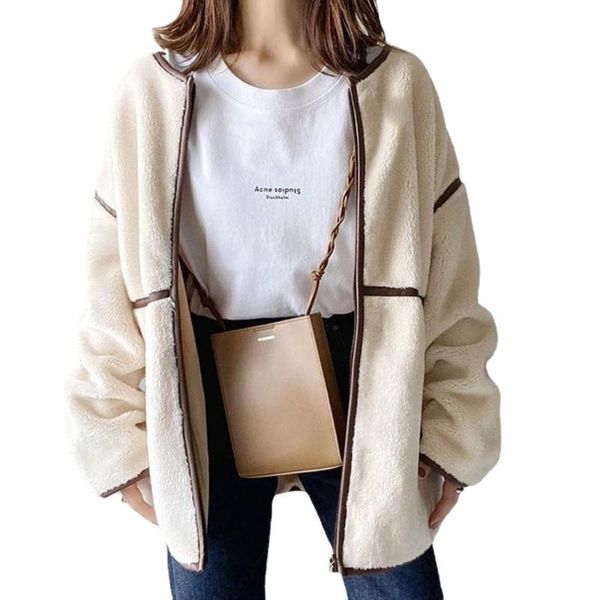 women's jackets 2021 autumn and winter style lamb sweater loose korean simple coat clothing, Black;brown
women's jackets 2021 autumn and winter style lamb sweater loose korean simple coat clothing, Black;brown