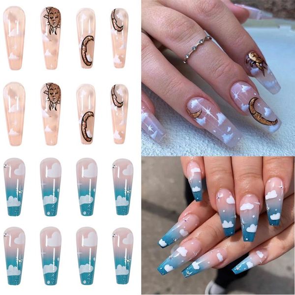 false nails wearable full coverage fake sun moon blue sky white cloud ballet gradient nail patch design manicure accessories, Red;gold
false nails wearable full coverage fake sun moon blue sky white cloud ballet gradient nail patch design manicure accessories, Red;gold
