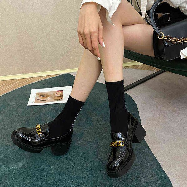 dress shoes women luxury metal chain platform high heels british style chunky heeled loafers 220311, Black
dress shoes women luxury metal chain platform high heels british style chunky heeled loafers 220311, Black
