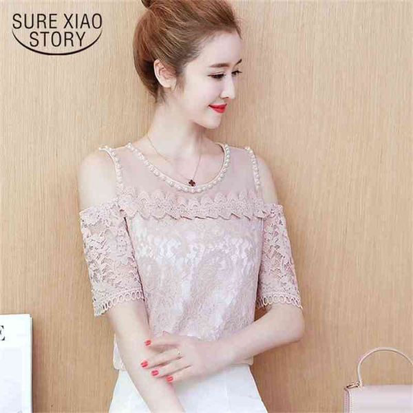 fashion woman blouses summer off shoulder beading short sleeve women's blouse lace floral women clothes 0782 30 210506, White
fashion woman blouses summer off shoulder beading short sleeve women's blouse lace floral women clothes 0782 30 210506, White