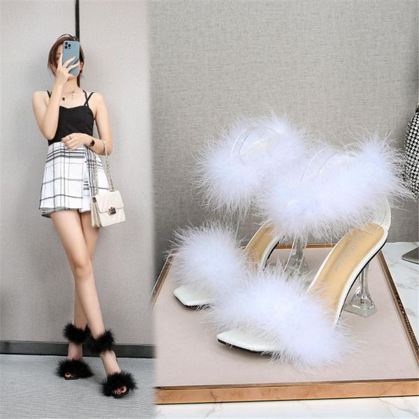 est fashion hairy faux fur woman sandals summer square toe 9 cm high heel transparent crystal shoes black white red dress
est fashion hairy faux fur woman sandals summer square toe 9 cm high heel transparent crystal shoes black white red dress