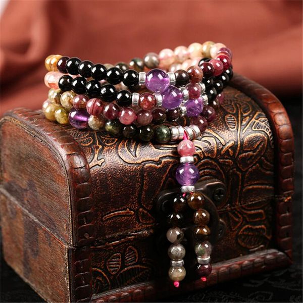 beaded, strands 5a natural tourmaline with purple crystal bracelet fashion women brazil 108 beads bracelets lucky jewelry, Black
beaded, strands 5a natural tourmaline with purple crystal bracelet fashion women brazil 108 beads bracelets lucky jewelry, Black