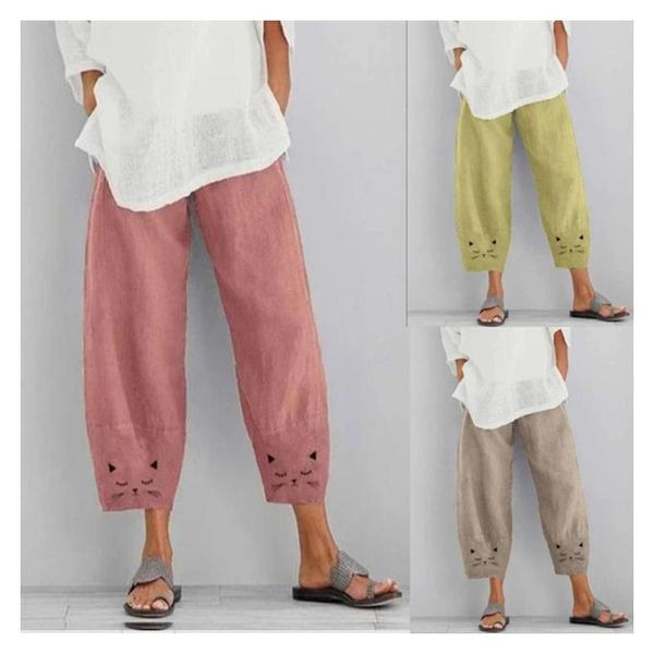 women ladies summer cat printing pants girls leisure casual loose sports daily elastic waist wide-leg trouser women's & capris, Black;white
women ladies summer cat printing pants girls leisure casual loose sports daily elastic waist wide-leg trouser women's & capris, Black;white