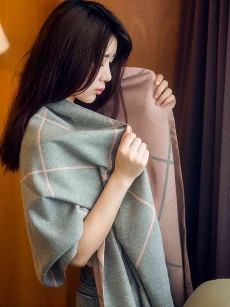 design scarf scarf female spring and summer korean version double-sided lattice office air conditioning shawl thickened dual-purpose versati, Blue;gray
design scarf scarf female spring and summer korean version double-sided lattice office air conditioning shawl thickened dual-purpose versati, Blue;gray