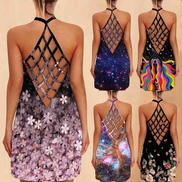 fashion flower print summer women dress sleeveless o neck loose casual a line backless beach party mini vestidos, Black;gray
fashion flower print summer women dress sleeveless o neck loose casual a line backless beach party mini vestidos, Black;gray