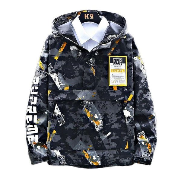 spring and autumn jacket men's hip-hop handsome youth super ins camouflage hooded five colors optional jackets, Black;brown
spring and autumn jacket men's hip-hop handsome youth super ins camouflage hooded five colors optional jackets, Black;brown
